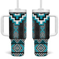 Turquoise Taniko Pattern Aotearoa Tumbler With Handle Niho Taniwha Mix Poutama LT14
