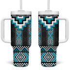 Turquoise Taniko Pattern Aotearoa Tumbler With Handle Niho Taniwha Mix Poutama LT14