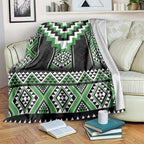 Green Taniko Pattern Aotearoa Blanket Niho Taniwha Mix Poutama