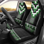 Green Taniko Pattern Aotearoa Car Seat Cover Niho Taniwha Mix Poutama