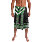 Green Taniko Pattern Aotearoa Lavalava Niho Taniwha Mix Poutama LT14