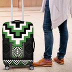 Green Taniko Pattern Aotearoa Luggage Cover Niho Taniwha Mix Poutama