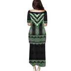 Green Taniko Pattern Aotearoa Puletasi Niho Taniwha Mix Poutama LT14