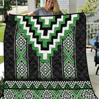 Green Taniko Pattern Aotearoa Quilt Niho Taniwha Mix Poutama