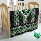 Green Taniko Pattern Aotearoa Quilt Niho Taniwha Mix Poutama