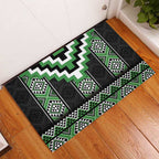 Green Taniko Pattern Aotearoa Rubber Doormat Niho Taniwha Mix Poutama