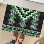 Green Taniko Pattern Aotearoa Rubber Doormat Niho Taniwha Mix Poutama