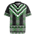 Green Taniko Pattern Aotearoa Rugby Jersey Niho Taniwha Mix Poutama LT14