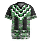 Green Taniko Pattern Aotearoa Rugby Jersey Niho Taniwha Mix Poutama LT14