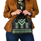 Green Taniko Pattern Aotearoa Shoulder Handbag Niho Taniwha Mix Poutama