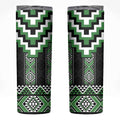 Green Taniko Pattern Aotearoa Skinny Tumbler Niho Taniwha Mix Poutama LT14