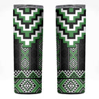 Green Taniko Pattern Aotearoa Skinny Tumbler Niho Taniwha Mix Poutama LT14
