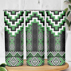 Green Taniko Pattern Aotearoa Skinny Tumbler Niho Taniwha Mix Poutama LT14