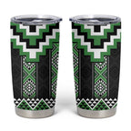 Green Taniko Pattern Aotearoa Tumbler Cup Niho Taniwha Mix Poutama LT14