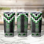 Green Taniko Pattern Aotearoa Tumbler Cup Niho Taniwha Mix Poutama LT14
