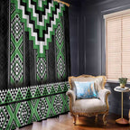 Green Taniko Pattern Aotearoa Window Curtain Niho Taniwha Mix Poutama