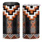 Orange Taniko Pattern Aotearoa 4 in 1 Can Cooler Tumbler Niho Taniwha Mix Poutama LT14