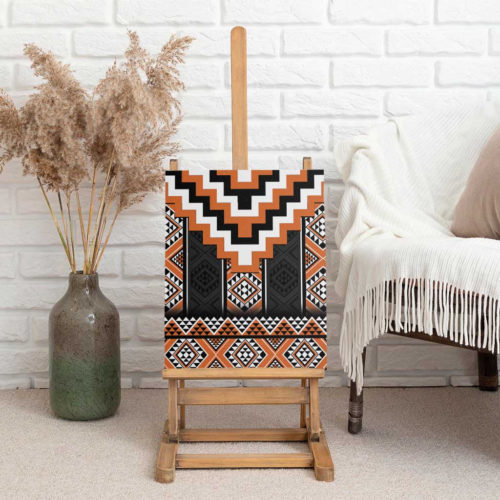 Orange Taniko Pattern Aotearoa Canvas Wall Art Niho Taniwha Mix Poutama