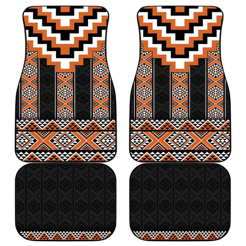 Orange Taniko Pattern Aotearoa Car Mats Niho Taniwha Mix Poutama