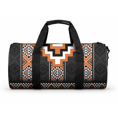 Orange Taniko Motifs Aotearoa Duffle Bag Niho Taniwha Mix Poutama