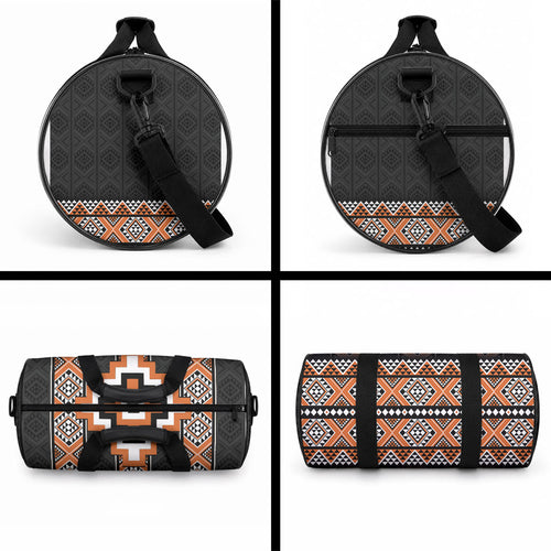 Orange Taniko Motifs Aotearoa Duffle Bag Niho Taniwha Mix Poutama