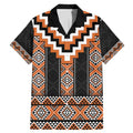 Orange Taniko Pattern Aotearoa Family Matching Mermaid Dress and Hawaiian Shirt Niho Taniwha Mix Poutama LT14