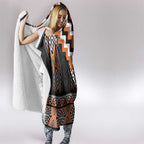 Orange Taniko Pattern Aotearoa Hooded Blanket Niho Taniwha Mix Poutama