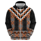 Orange Taniko Pattern Aotearoa Hoodie Niho Taniwha Mix Poutama LT14