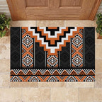 Orange Taniko Pattern Aotearoa Rubber Doormat Niho Taniwha Mix Poutama