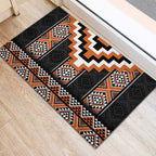 Orange Taniko Pattern Aotearoa Rubber Doormat Niho Taniwha Mix Poutama