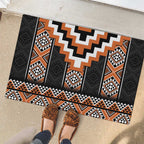 Orange Taniko Pattern Aotearoa Rubber Doormat Niho Taniwha Mix Poutama