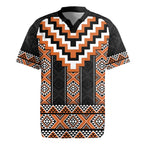 Orange Taniko Pattern Aotearoa Rugby Jersey Niho Taniwha Mix Poutama LT14
