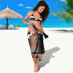 Orange Taniko Pattern Aotearoa Sarong Niho Taniwha Mix Poutama