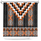 Orange Taniko Pattern Aotearoa Shower Curtain Niho Taniwha Mix Poutama