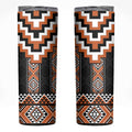 Orange Taniko Pattern Aotearoa Skinny Tumbler Niho Taniwha Mix Poutama LT14