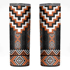 Orange Taniko Pattern Aotearoa Skinny Tumbler Niho Taniwha Mix Poutama LT14