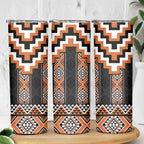 Orange Taniko Pattern Aotearoa Skinny Tumbler Niho Taniwha Mix Poutama LT14