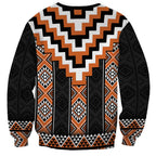Orange Taniko Pattern Aotearoa Sweatshirt Niho Taniwha Mix Poutama LT14