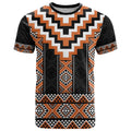 Orange Taniko Pattern Aotearoa T Shirt Niho Taniwha Mix Poutama LT14