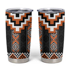 Orange Taniko Pattern Aotearoa Tumbler Cup Niho Taniwha Mix Poutama LT14