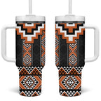 Orange Taniko Pattern Aotearoa Tumbler With Handle Niho Taniwha Mix Poutama LT14