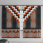 Orange Taniko Pattern Aotearoa Window Curtain Niho Taniwha Mix Poutama