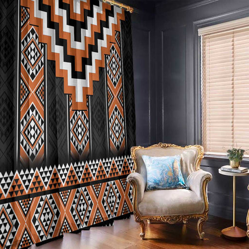 Orange Taniko Pattern Aotearoa Window Curtain Niho Taniwha Mix Poutama