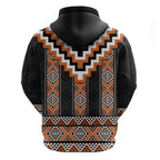 Orange Taniko Pattern Aotearoa Zip Hoodie Niho Taniwha Mix Poutama LT14