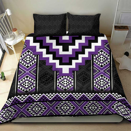 Purple Taniko Pattern Aotearoa Bedding Set Niho Taniwha Mix Poutama