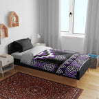 Purple Taniko Pattern Aotearoa Bedding Set Niho Taniwha Mix Poutama