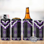 Purple Taniko Pattern Aotearoa 4 in 1 Can Cooler Tumbler Niho Taniwha Mix Poutama LT14