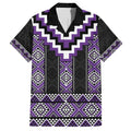 Purple Taniko Pattern Aotearoa Family Matching Long Sleeve Bodycon Dress and Hawaiian Shirt Niho Taniwha Mix Poutama LT14