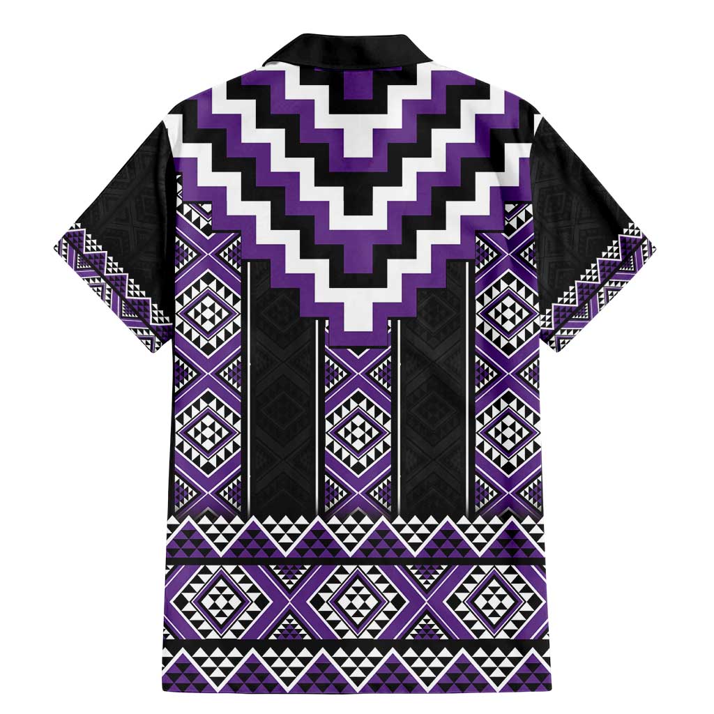 Purple Taniko Pattern Aotearoa Family Matching Mermaid Dress and Hawaiian Shirt Niho Taniwha Mix Poutama LT14