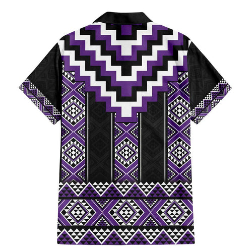 Purple Taniko Pattern Aotearoa Family Matching Mermaid Dress and Hawaiian Shirt Niho Taniwha Mix Poutama LT14